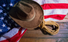 Cowboy hat on U.S. flag