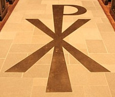 Chi-Rho monogram on church floor