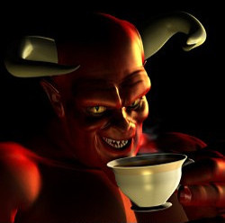 Devil drinking tea