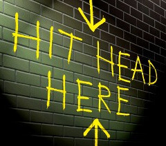 Wall indicating place to hit your head