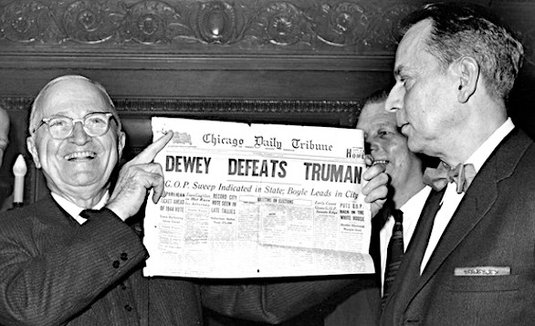 Dewey defeats Truman headline