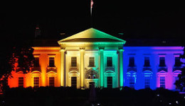 White House bathed in rainbow lights