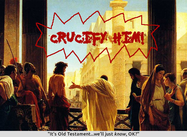 Jews shouting at Pilate to crucify Christ