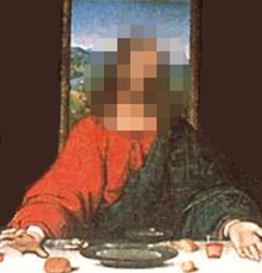 Jesus with face pixelated