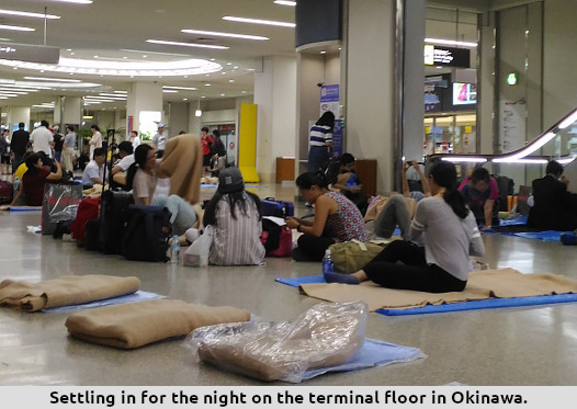 Passengers on terminal floor
