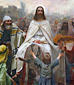 Jesus riding into Jerusalem