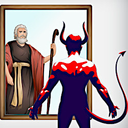 Satan sees reflection as Moses
