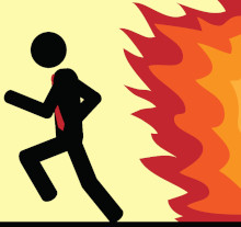 Man chased by fire