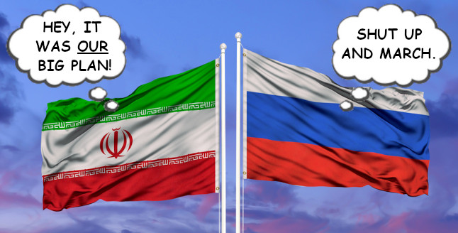 Flags of Iran and Russia