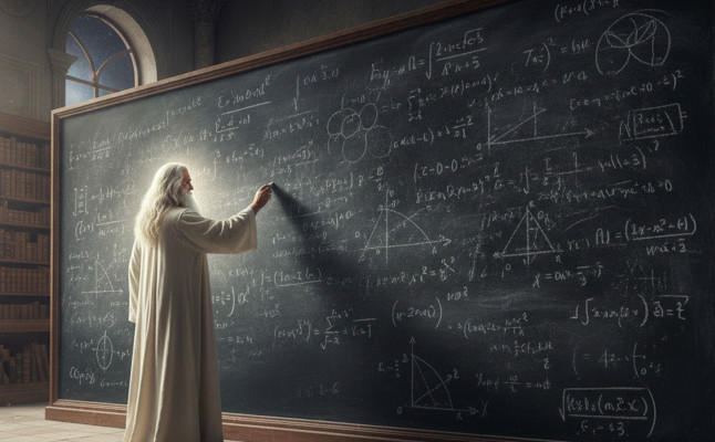 God working on equations