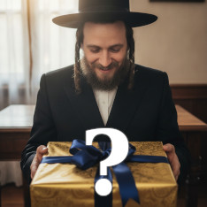Jewish man with a surprise package